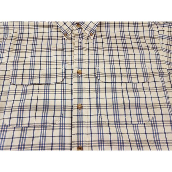 Cabelas Long Sleeve Button Down Outdoor Hiking Shirt Mens Size XL Plaid Beige - Picture 6 of 13